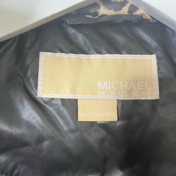 MICHAEL KORS 2 In 1 Winter Puffer Jacket With Pockets Animal Print Black 16Y - Picture 7 of 10